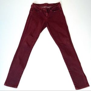 Articles of Society skinny jeans red distress look